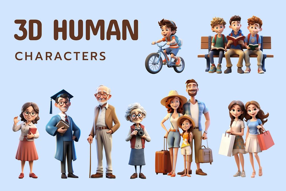 3D human character design element set