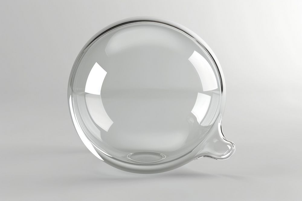 Speech bubble transparent glass white background.