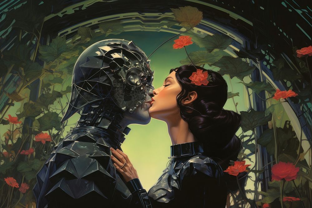 Alien lover kiss portrait kissing adult.