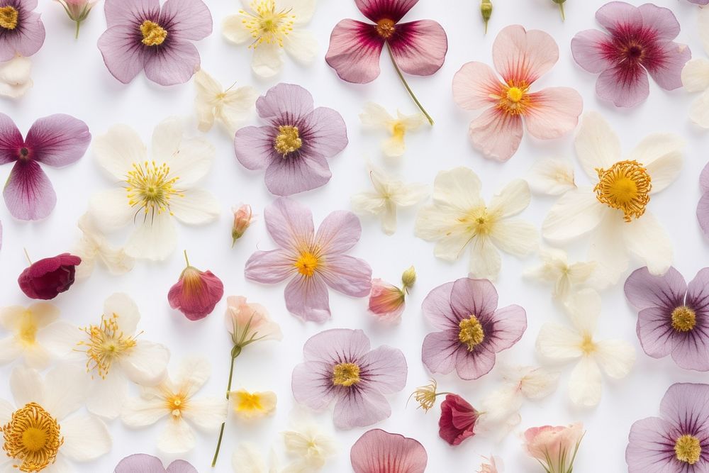 Real Pressed spring flowers pattern backgrounds blossom petal.