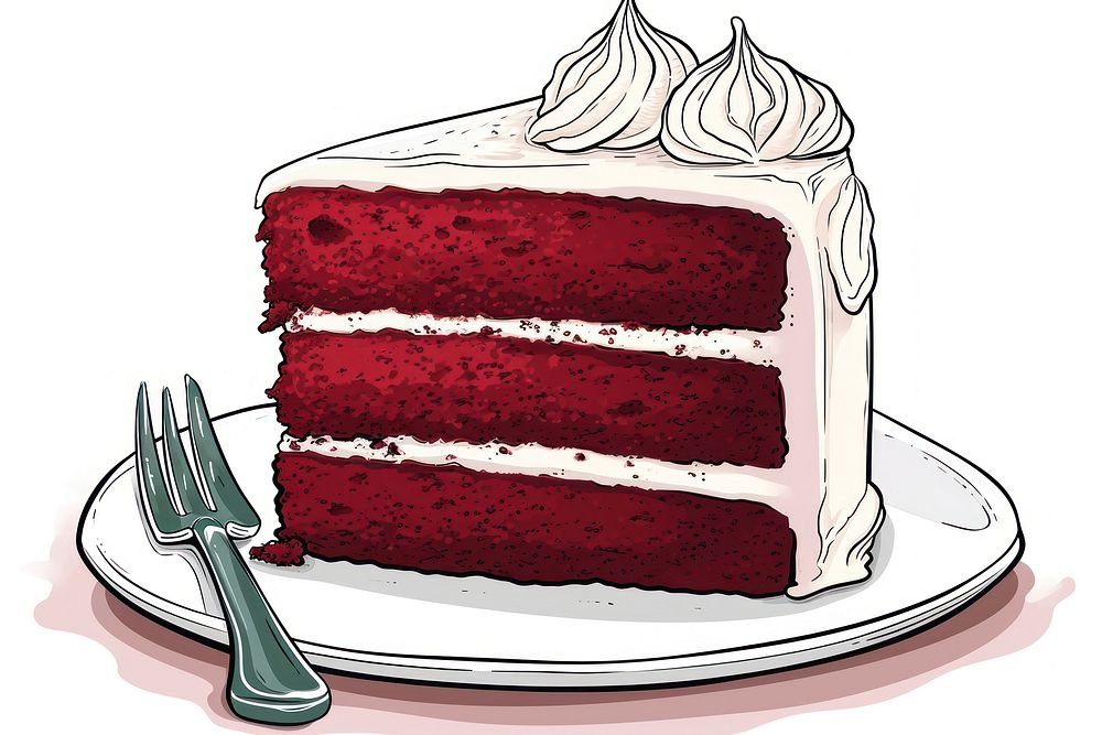 Red velvet cake dessert food fork.