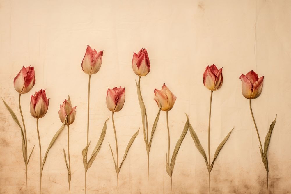 Real Pressed tulip border flower painting petal.