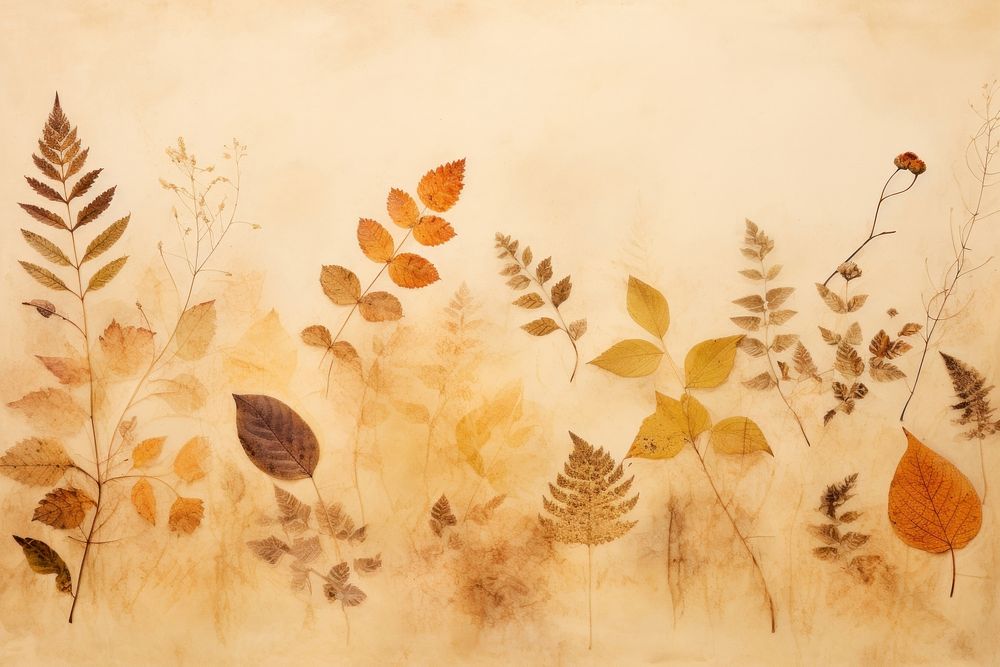 Real Pressed autumn leaves border backgrounds painting plant.