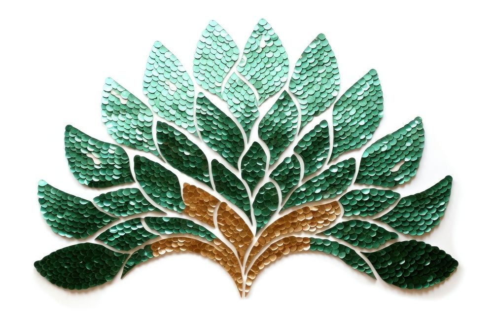 Palm leaves embroidery jewelry pattern.