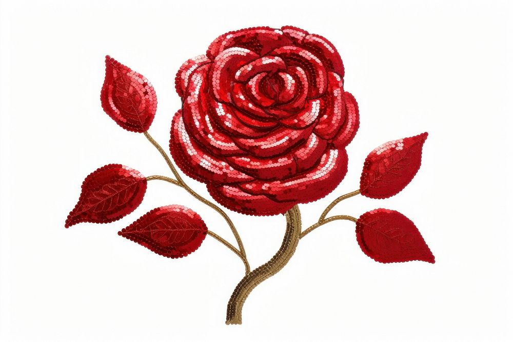 Red rose embroidery pattern flower.