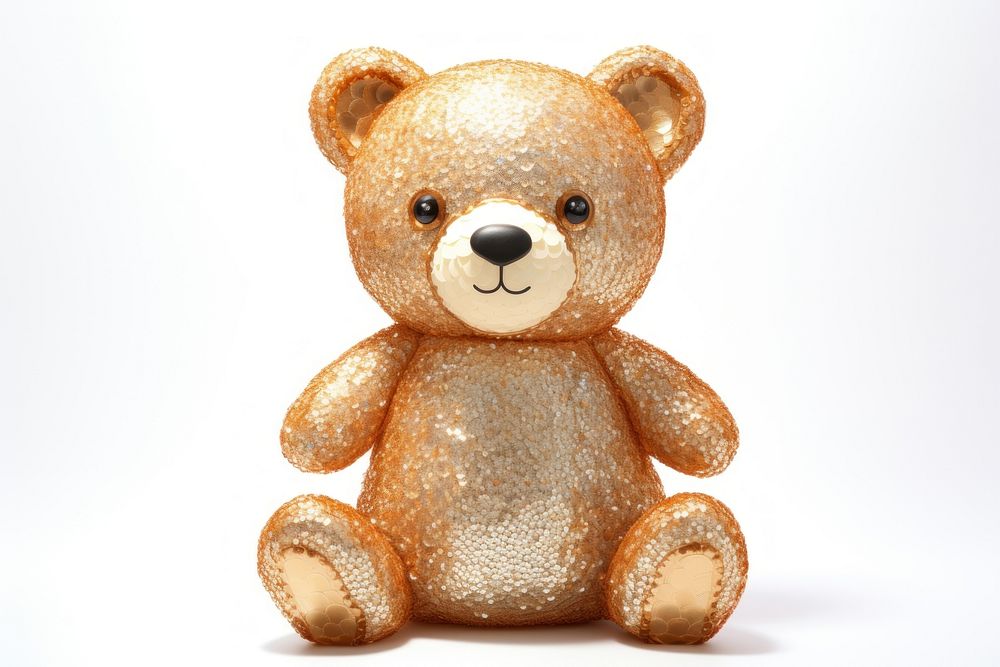 Teddy bear plush toy white background.