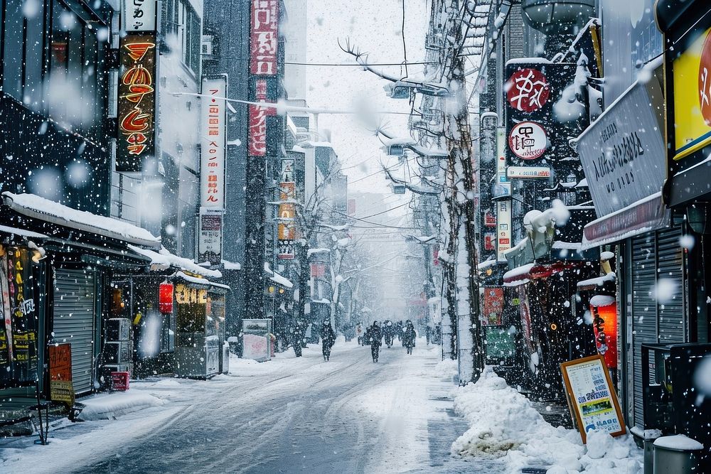 A snowiing in Japan winter outdoors blizzard.