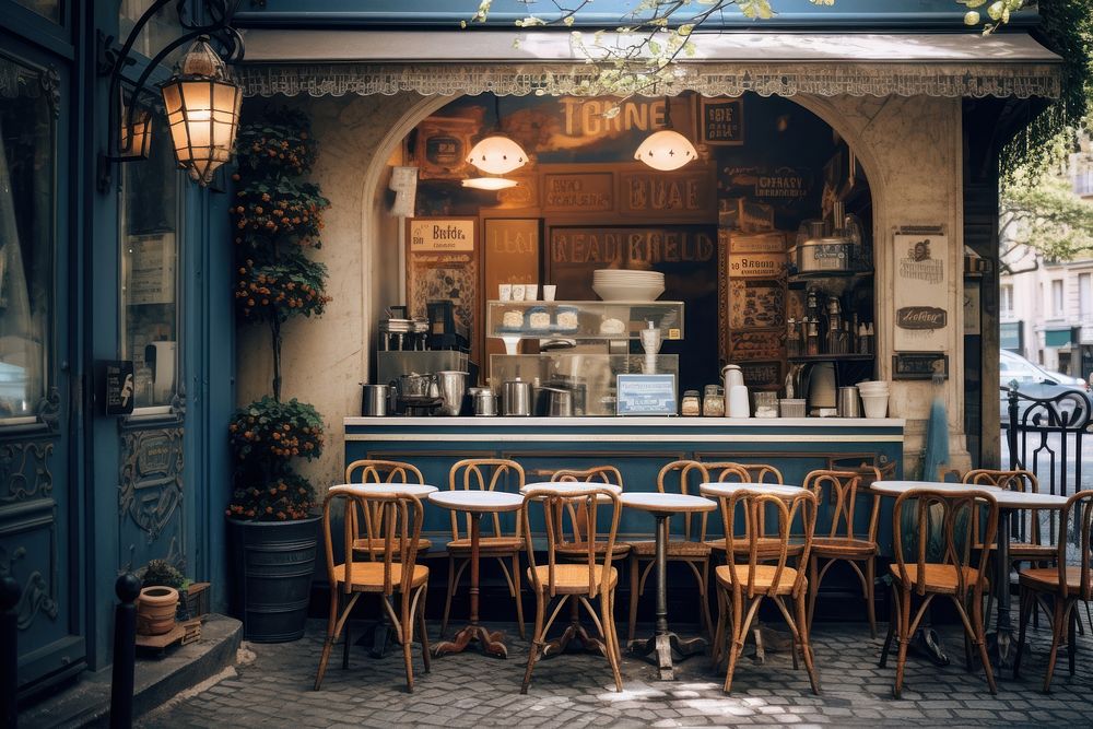 Local coffee shop in Paris restaurant cafe bar.