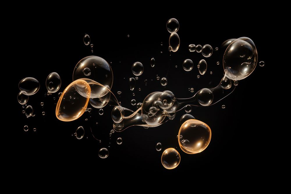 Bubbles effect black black background transparent.