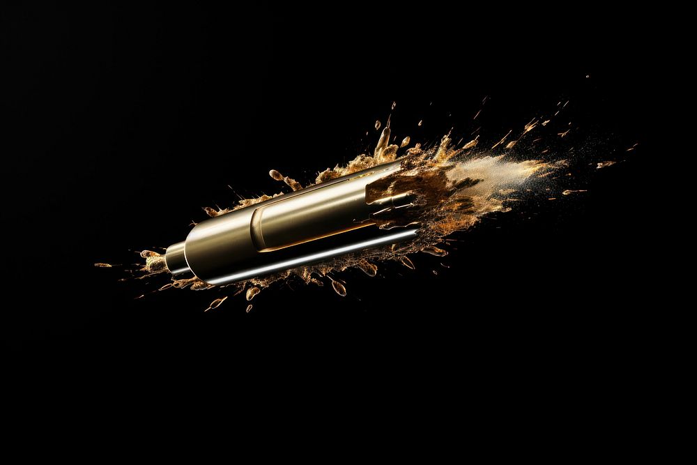 Bullet effect ammunition weapon black background.