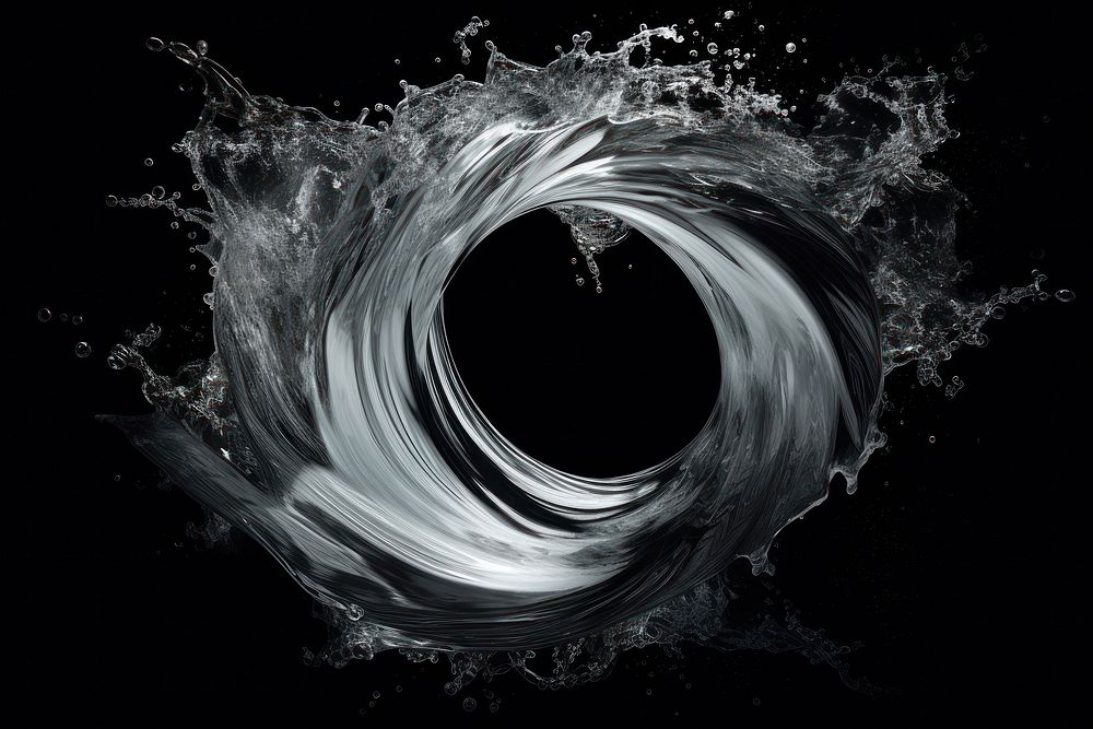 Water whirlpool effect pattern black black background.