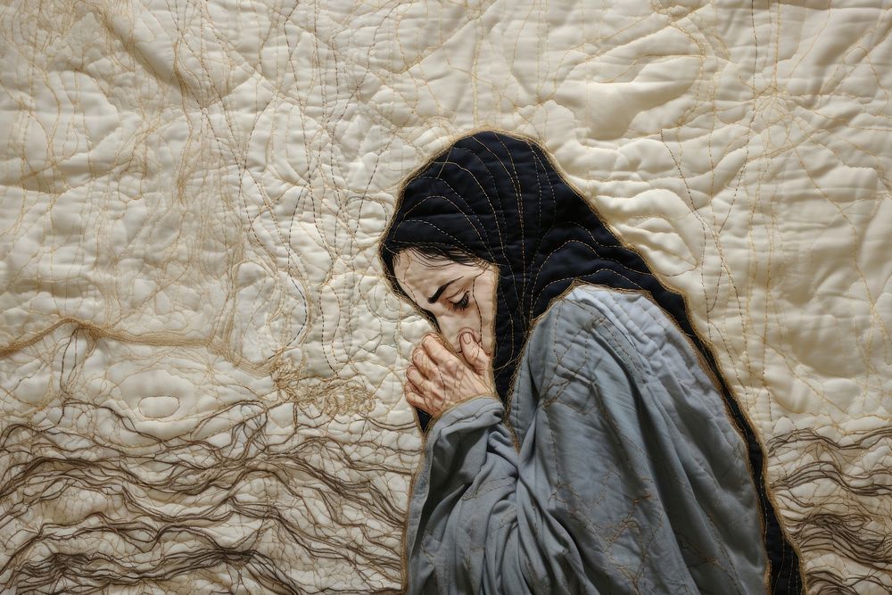Muslim woman pray blanket adult art.