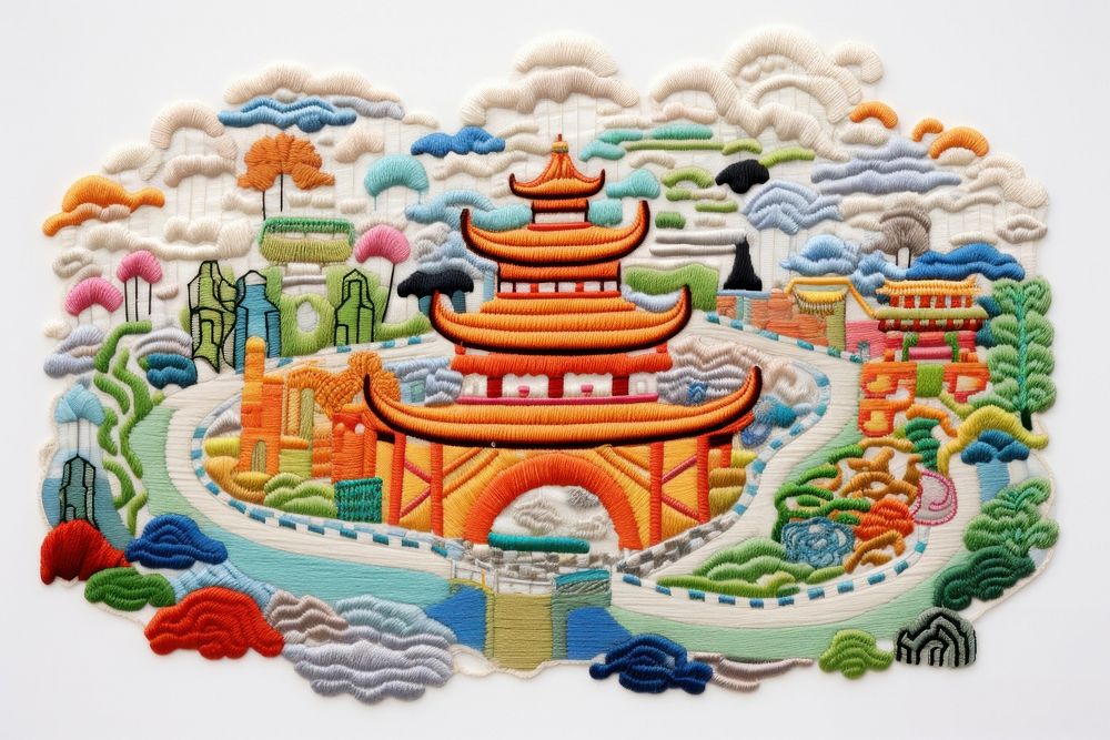 Chinese palace art embroidery pattern.