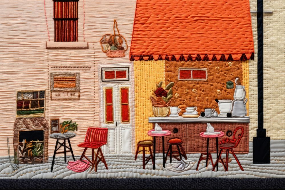 Coffee shop art embroidery furniture.