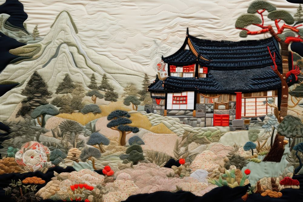 Japan interior art tapestry representation.