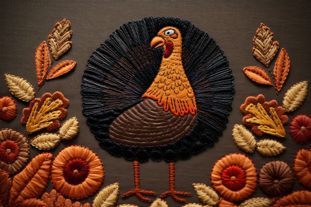 Thanksgiving embroidery pattern animal.
