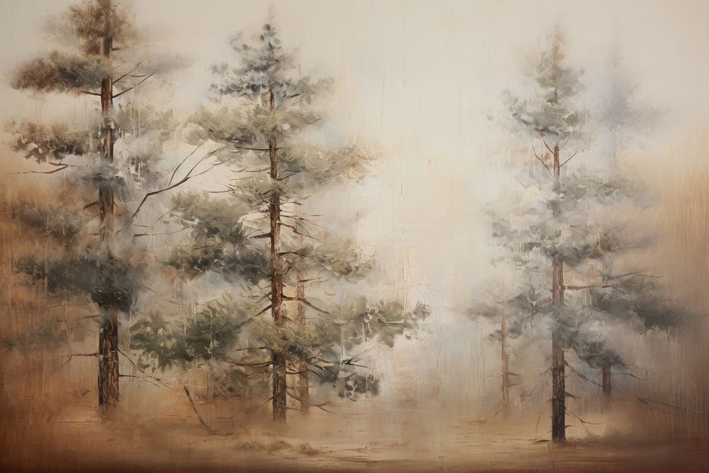 Pine tree forest painting backgrounds outdoors.