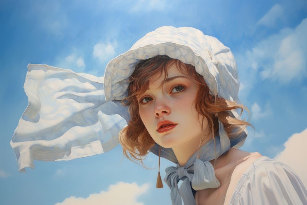 Blue sky painting hairstyle sunlight.