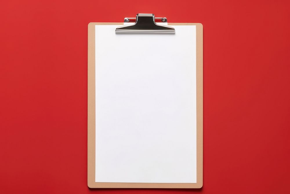 Paper clipboard  red red background document.