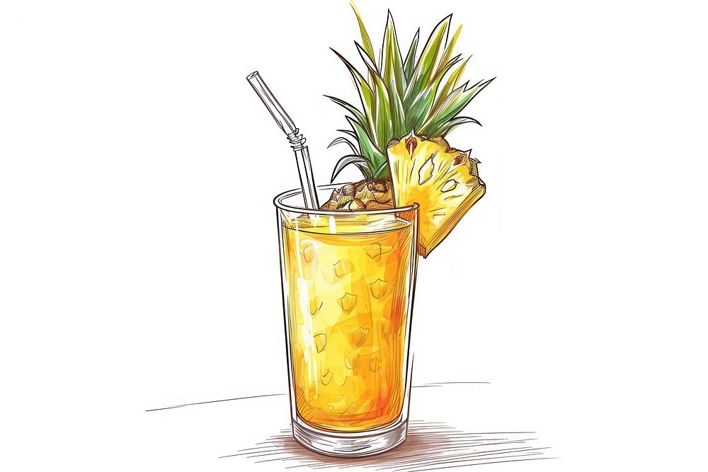 Pineapple juice fruit drink glass.