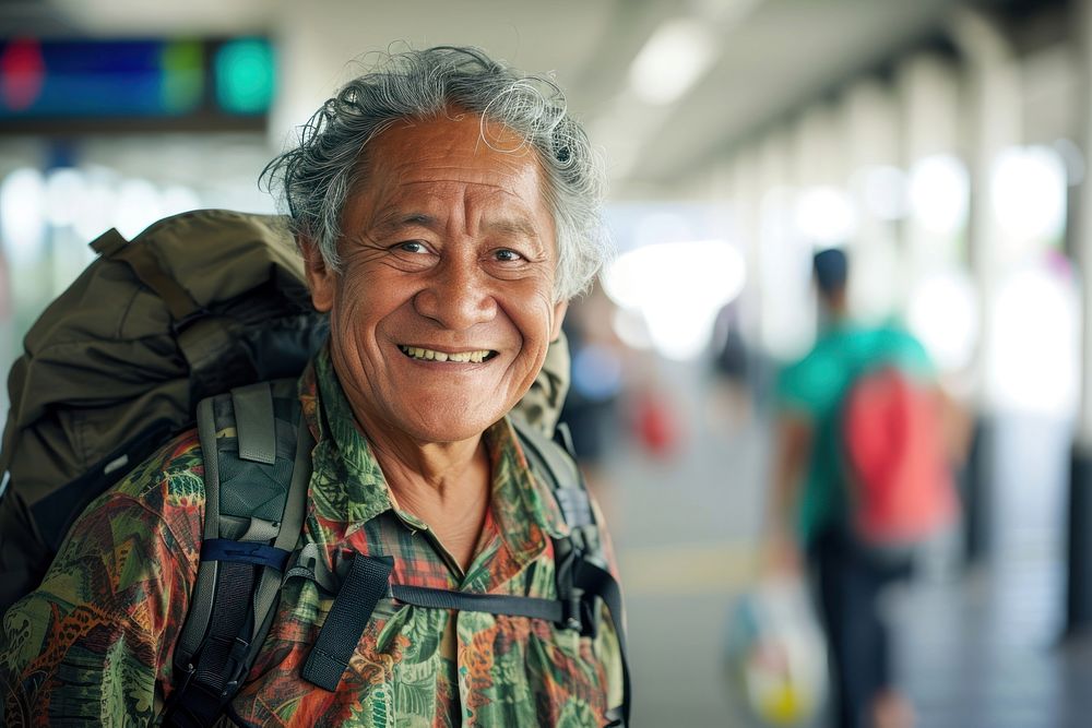 Happy Samoan elderly smiling adult architecture.
