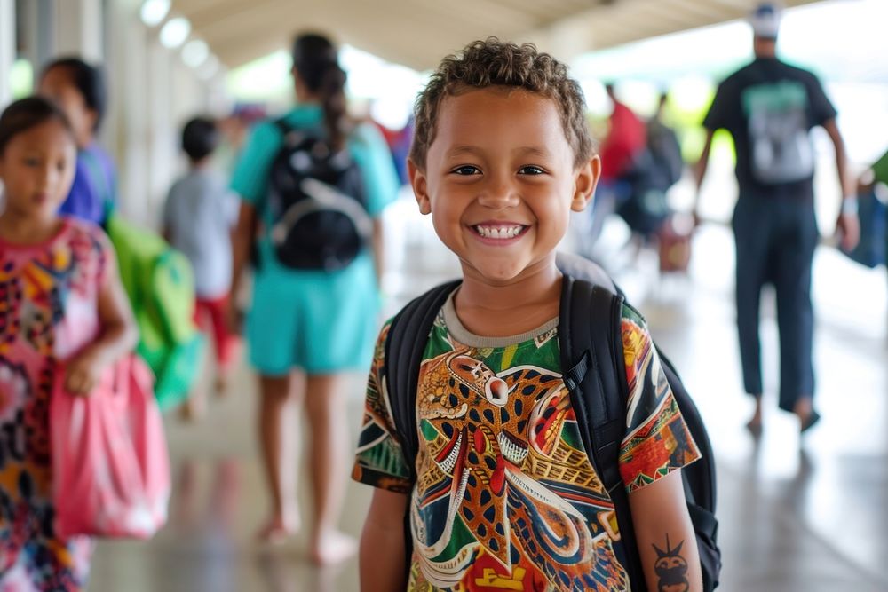 Happy Samoan kids portrait backpack | Premium Photo - rawpixel