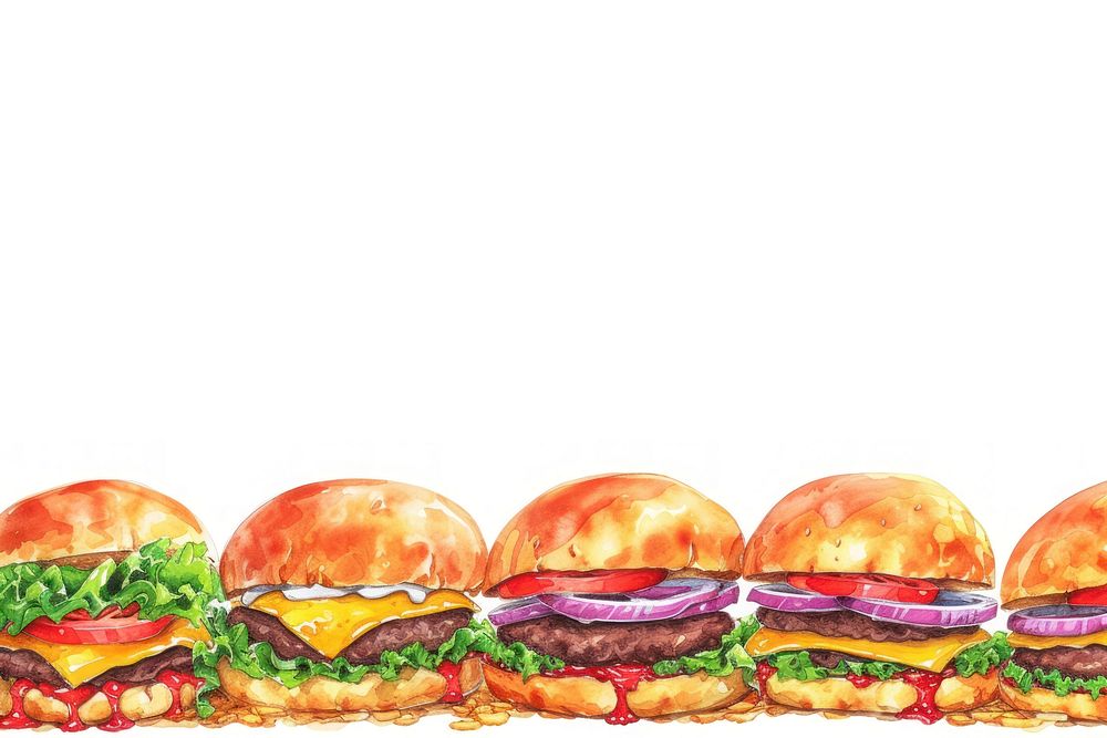 Many burger food meal white background.