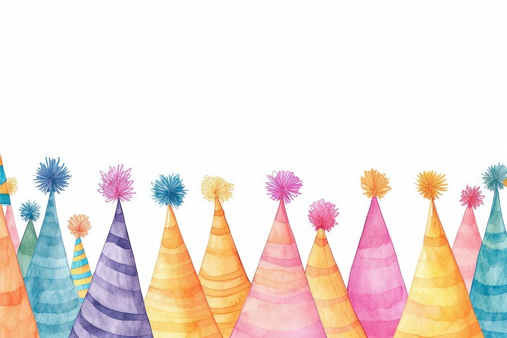 Many party hat backgrounds line white background.