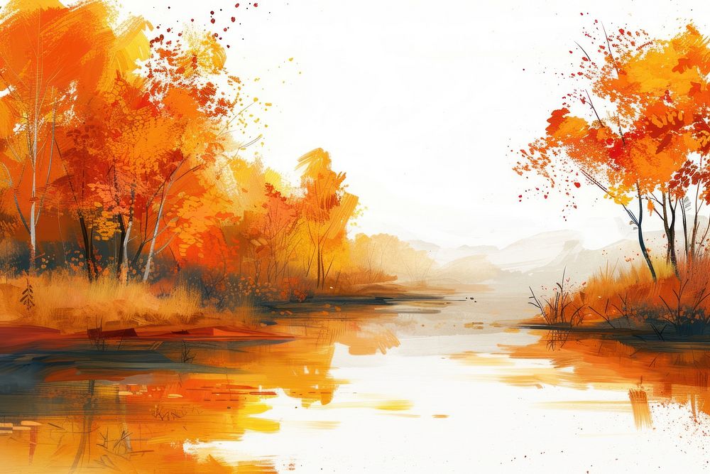 Autumn landscape painting outdoors.