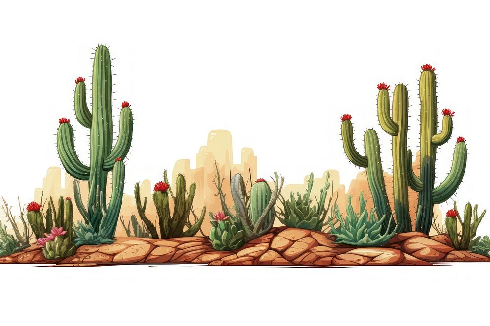 Cactus desert plant white background semi-arid.