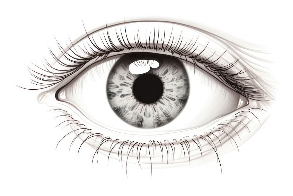Eye drawing sketch white background.