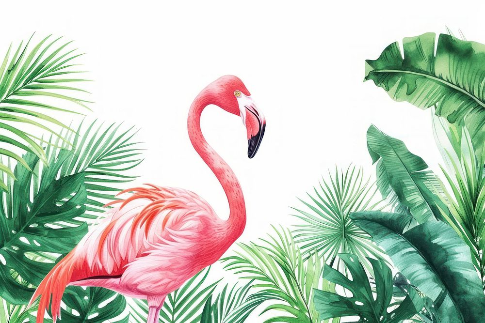 Flamingo and tropical leaves flamingo backgrounds outdoors.