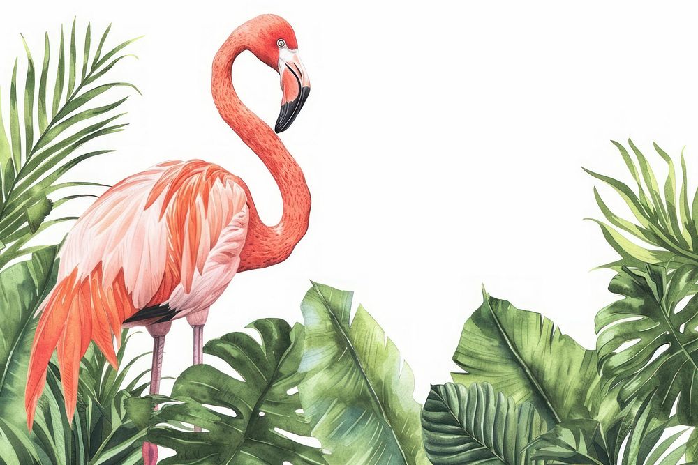 Flamingo and tropical leaves flamingo animal bird.