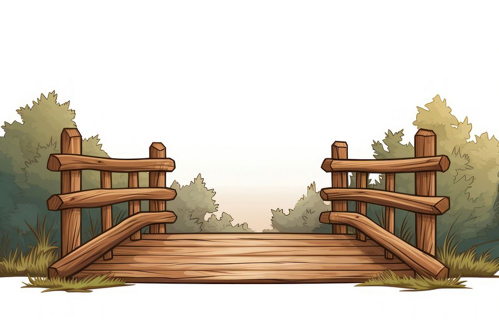 Wooden bridge architecture boardwalk outdoors.