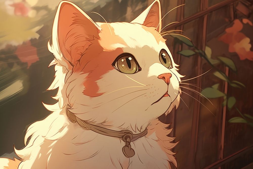 Close up of a cat cartoon animal anime.