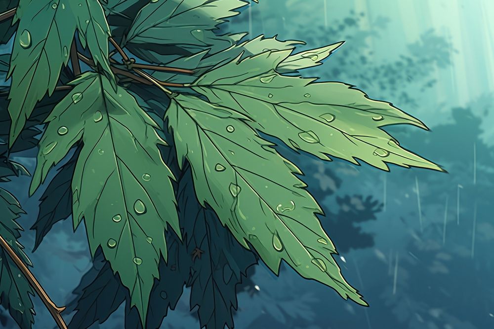 Close up of a leaf plant anime tree.