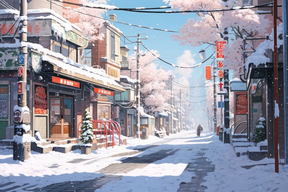A snowy day outdoors street winter.