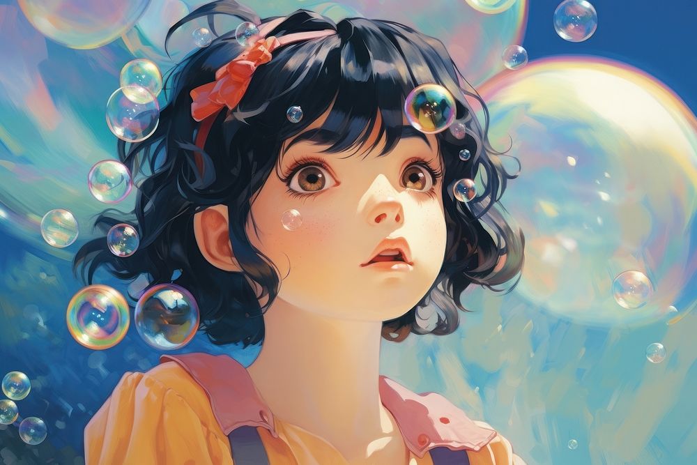 Bubbles anime hairstyle portrait.