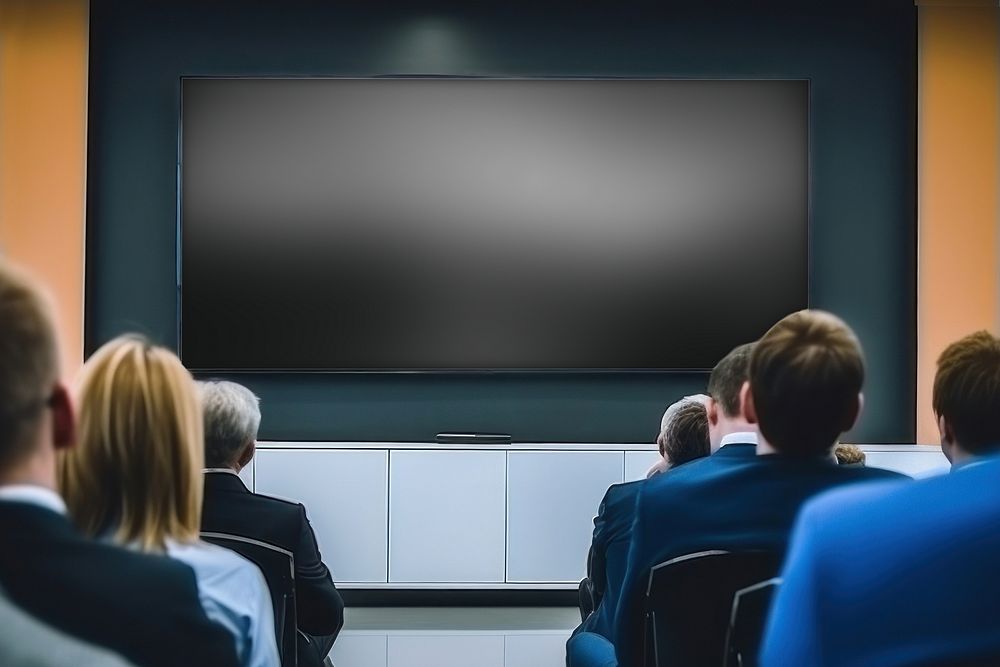 Big TV screen in office meeting room