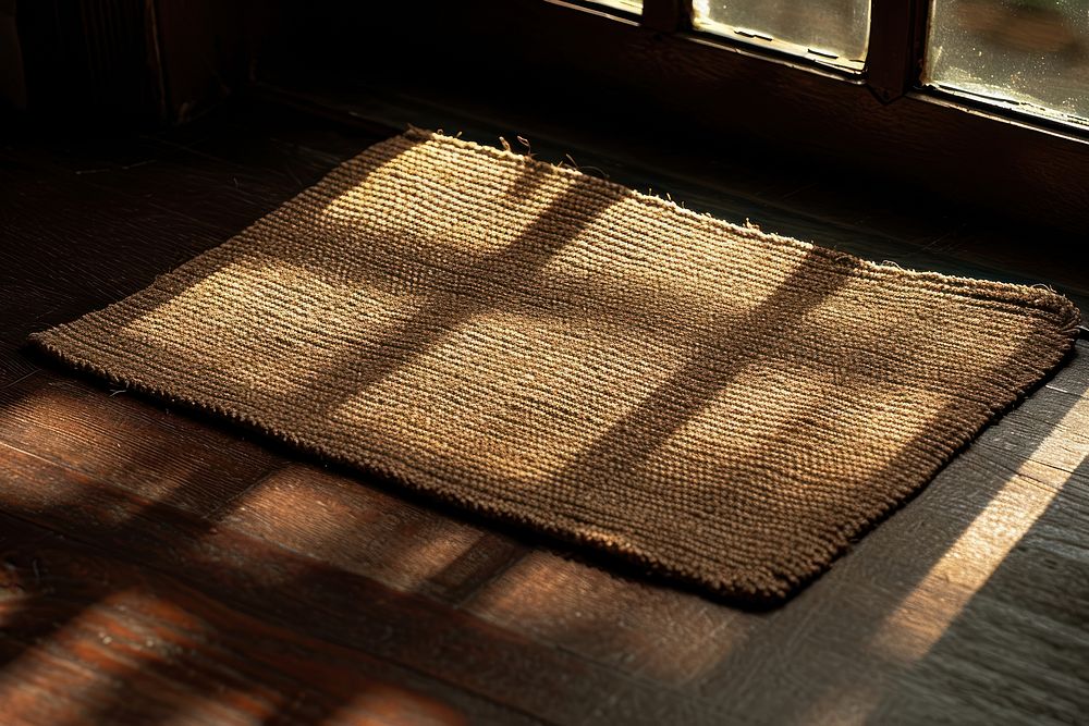 Minimal brown door mat shadow light flooring.