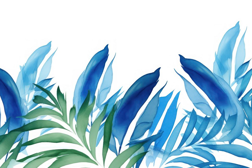 Blue tropical leaves border backgrounds pattern nature.