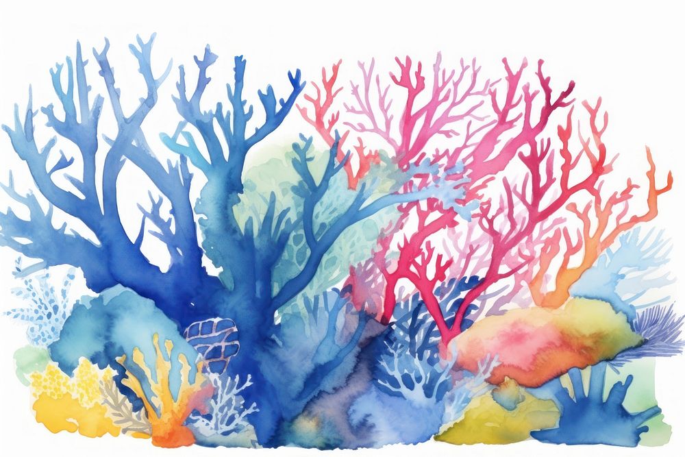 Blue coral reef painting outdoors nature.