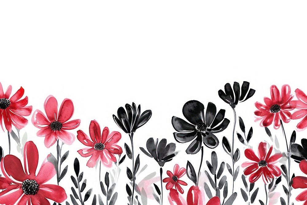 Red and black flowers backgrounds pattern petal.