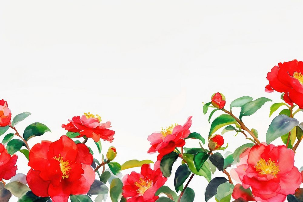 Red camellia flowers backgrounds plant petal.