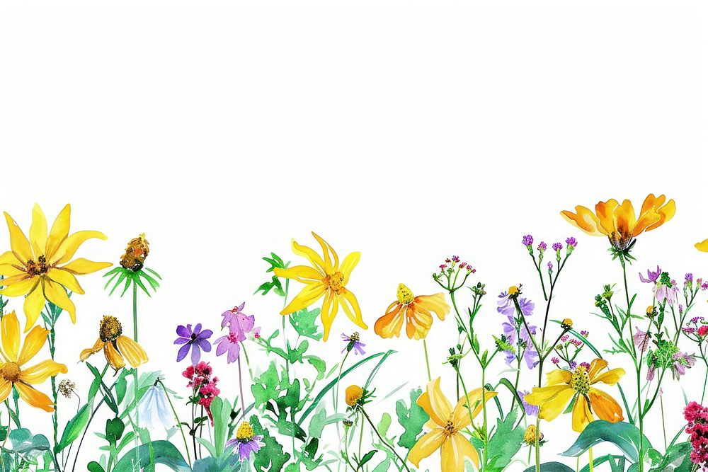 Yellow flowers and wildflowers backgrounds outdoors pattern.