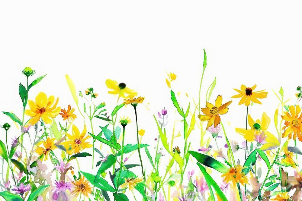 Yellow flowers and wildflowers backgrounds outdoors nature.