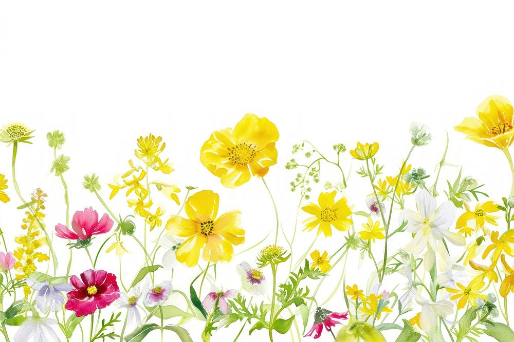 Yellow flowers and wildflowers backgrounds outdoors pattern.