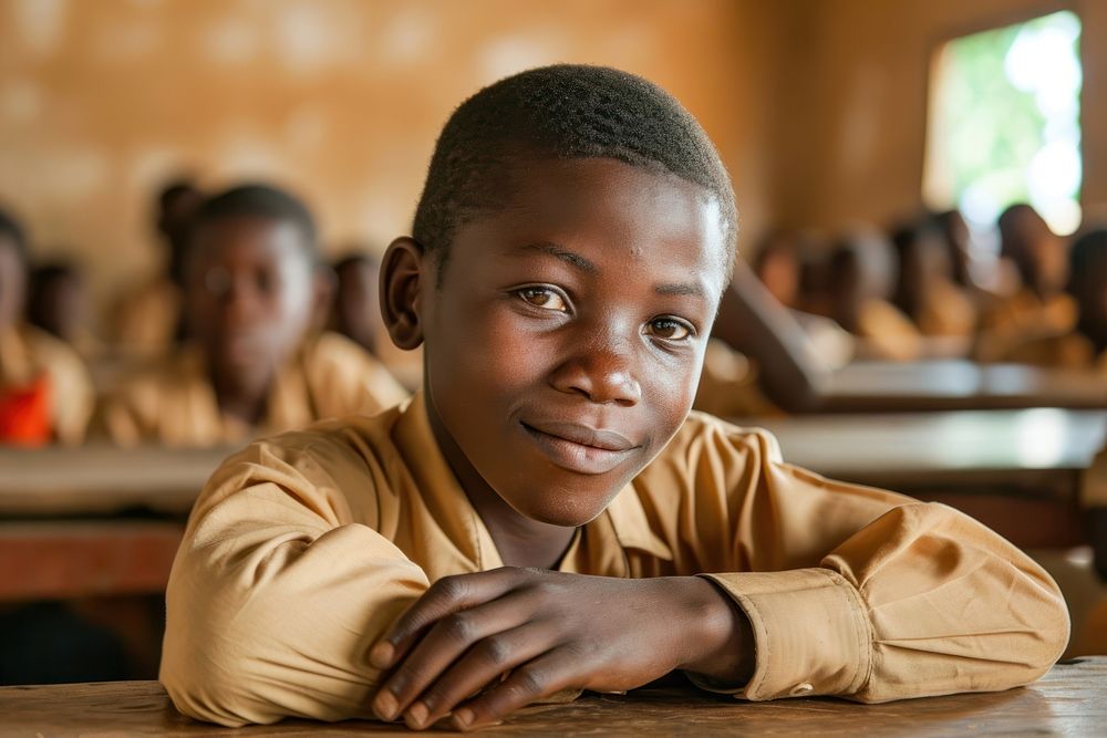 African teenager student school child.