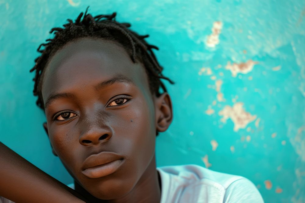 African teenager skin dreadlocks portrait.