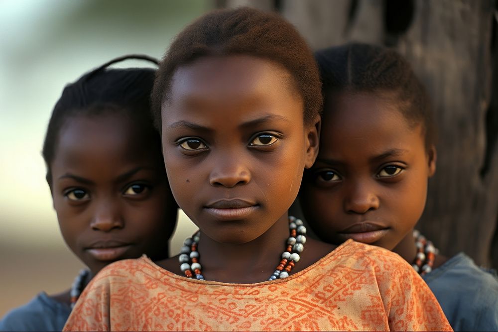 African kids portrait necklace child.